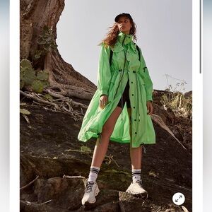 NEW Free People Aurora Maxi Windbreaker Parka Neon Lime - S